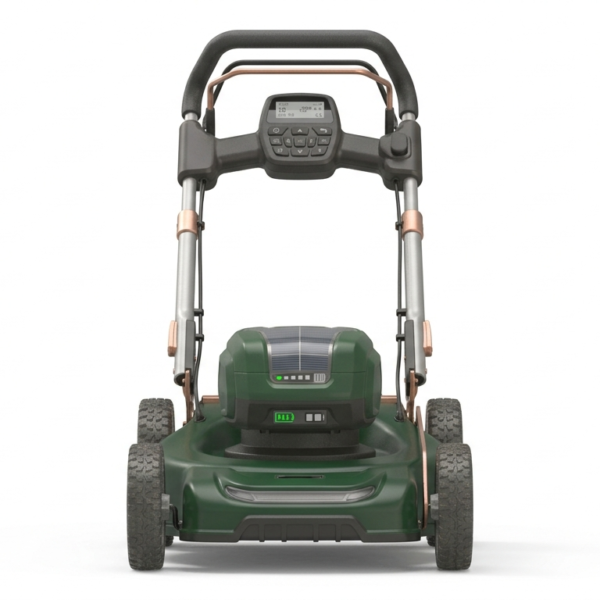 Poorat Cordless Battery-Powered Electric Lawn Mower with Digital Control Panel, Adjustable Cutting Height & Easy Push Design for Home Gardens, Lawns and Outdoor Landscape Maintenance