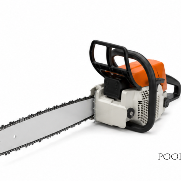 Poorat Heavy-Duty Petrol Chainsaw with High-Performance Engine, Long Guide Bar, Safety Hand Guard & Ergonomic Handle for Wood Cutting, Tree Pruning and Outdoor Forestry Work