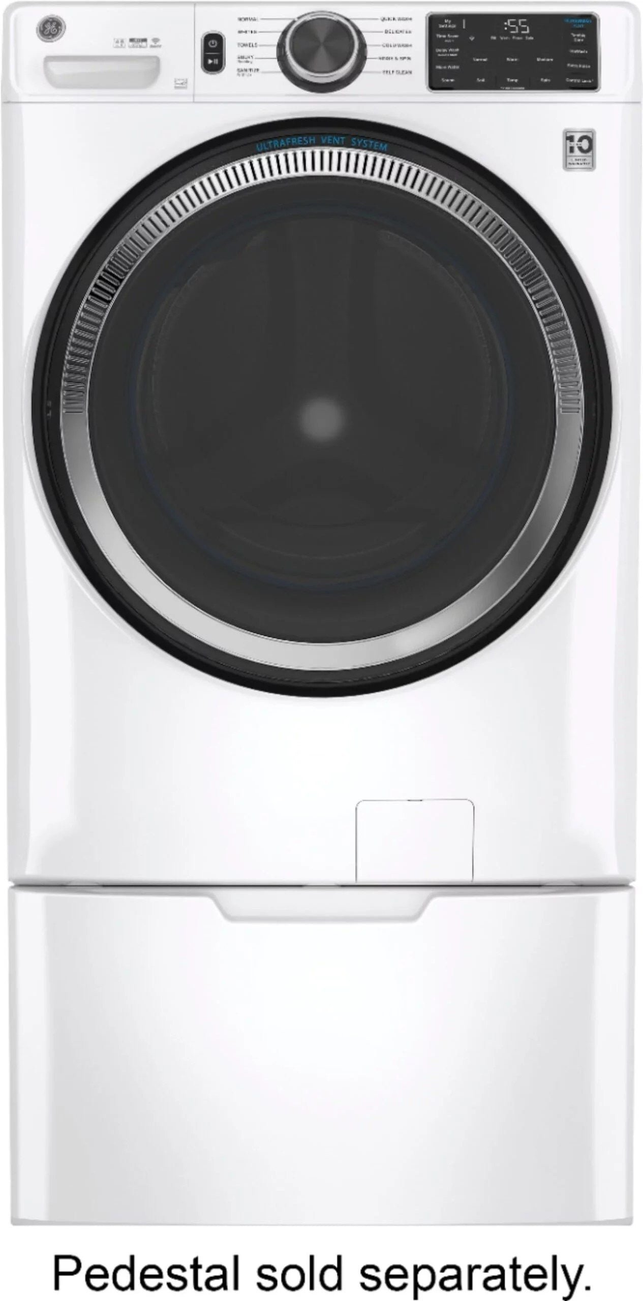 6396006cv11d-scaled-1-1-1.jpg GE – 4.8 CuFt High-Efficiency Stackable Smart Front Load Washer w/UltraFresh Vent System & Microban Antimicrobial Technology – White on white - Image 1