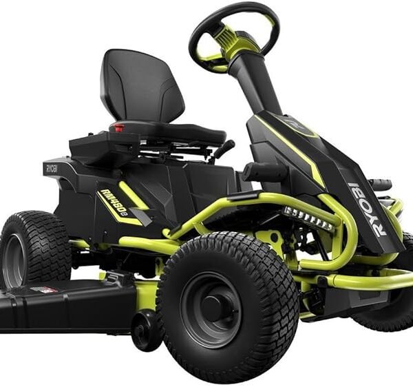 Ryobi 38″ 100Ah Electric Rear-Engine Riding Lawn Mower – Model RY48111