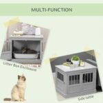 Cat Litter Box Enclosure with Magnetic Doors, Cat Washroom Nightstand with Large Top, Hidden Litter Box Side Table with Latches, Dark Grey - Image 4