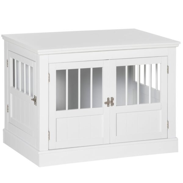 Cat Litter Box Enclosure with Magnetic Doors, Cat Washroom Nightstand with Large Top, Hidden Litter Box Side Table with Latches, White