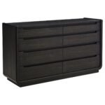 Coaster Fine Furniture Leandro Burnished Black Bedroom Set with Cream Upholstered Wingback Bed - Image 4