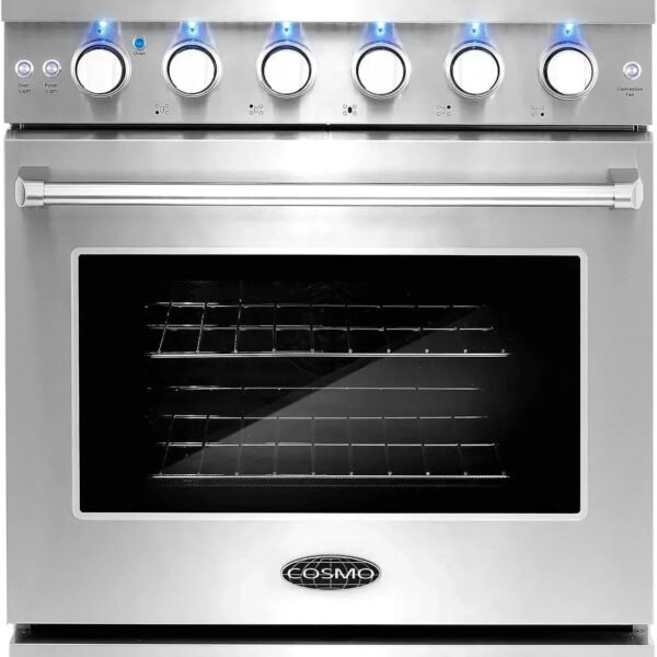 Cosmo 30-inch 4.5 Cu. Ft. Stainless Steel Gas Range with 5 Sealed Burners and Convection Oven