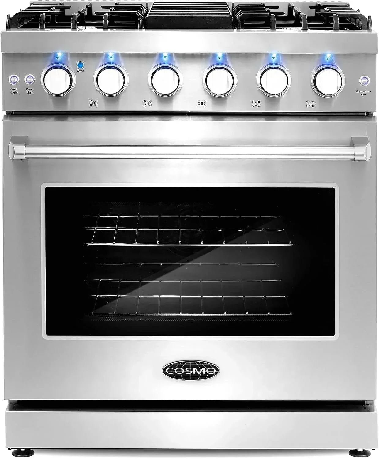 cosmo-30-inch-45-cu-ft-stainless-steel-gas-range-with-5-sealed-burners-and-convection-oven-1605335.jpg Cosmo 30-inch 4.5 Cu. Ft. Stainless Steel Gas Range with 5 Sealed Burners and Convection Oven - Image 1