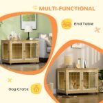 Dog Crate Side End Table Indoor with Soft Cushion, Double Doors, for Medium Large Dogs - Image 5