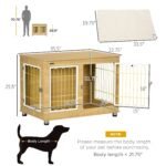 Dog Crate Side End Table Indoor with Soft Cushion, Double Doors, for Medium Large Dogs - Image 3