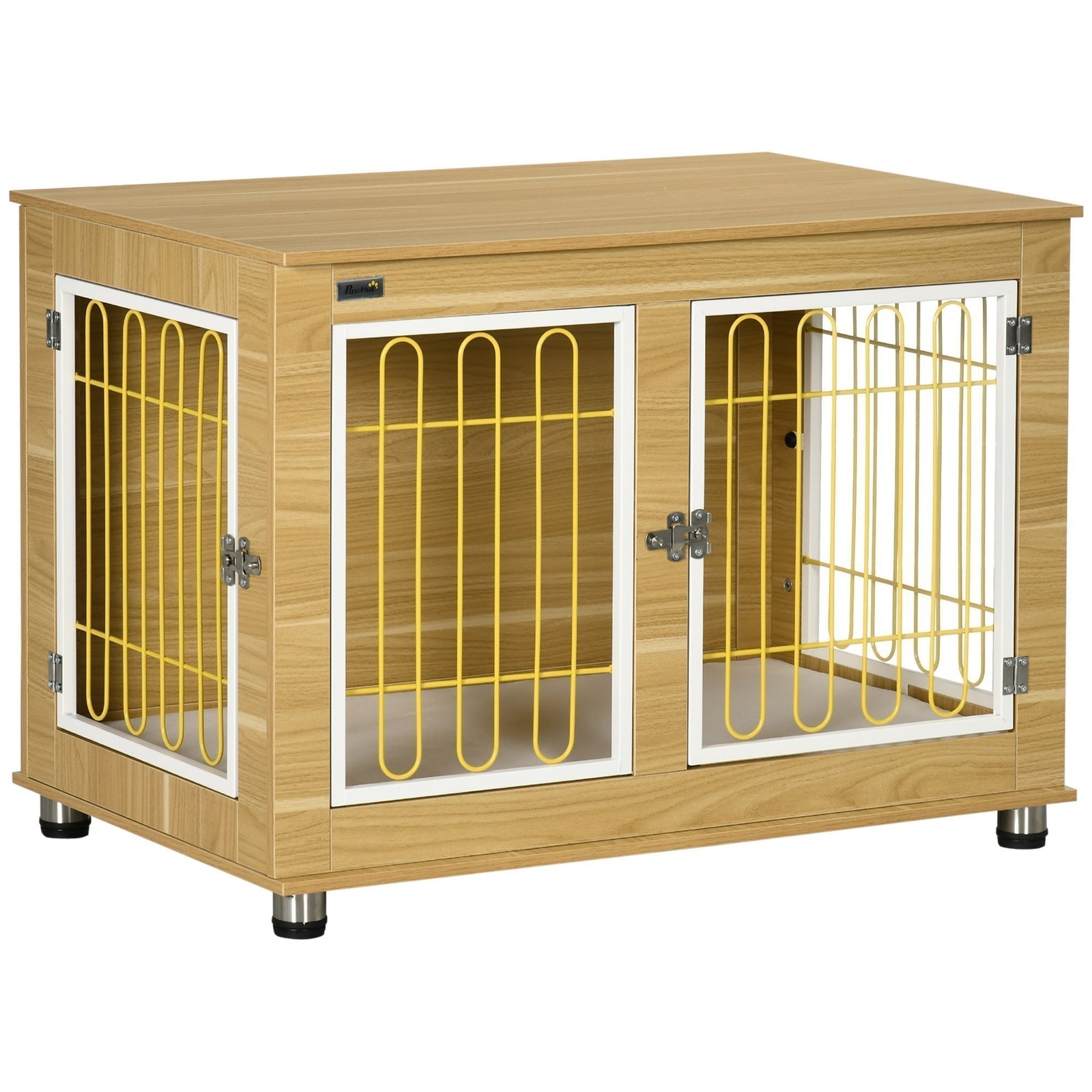 dog-crate-side-end-table-indoor-with-soft-cushion-double-doors-for-medium-large-dogs-6678035.jpg Dog Crate Side End Table Indoor with Soft Cushion, Double Doors, for Medium Large Dogs - Image 1