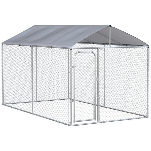 Dog Kennel Heavy Duty Playpen with Galvanized Steel Secure Lock Mesh Sidewalls and Waterproof Cover for Backyard & Patio, 13′ x 7.5′ x 7.5′
