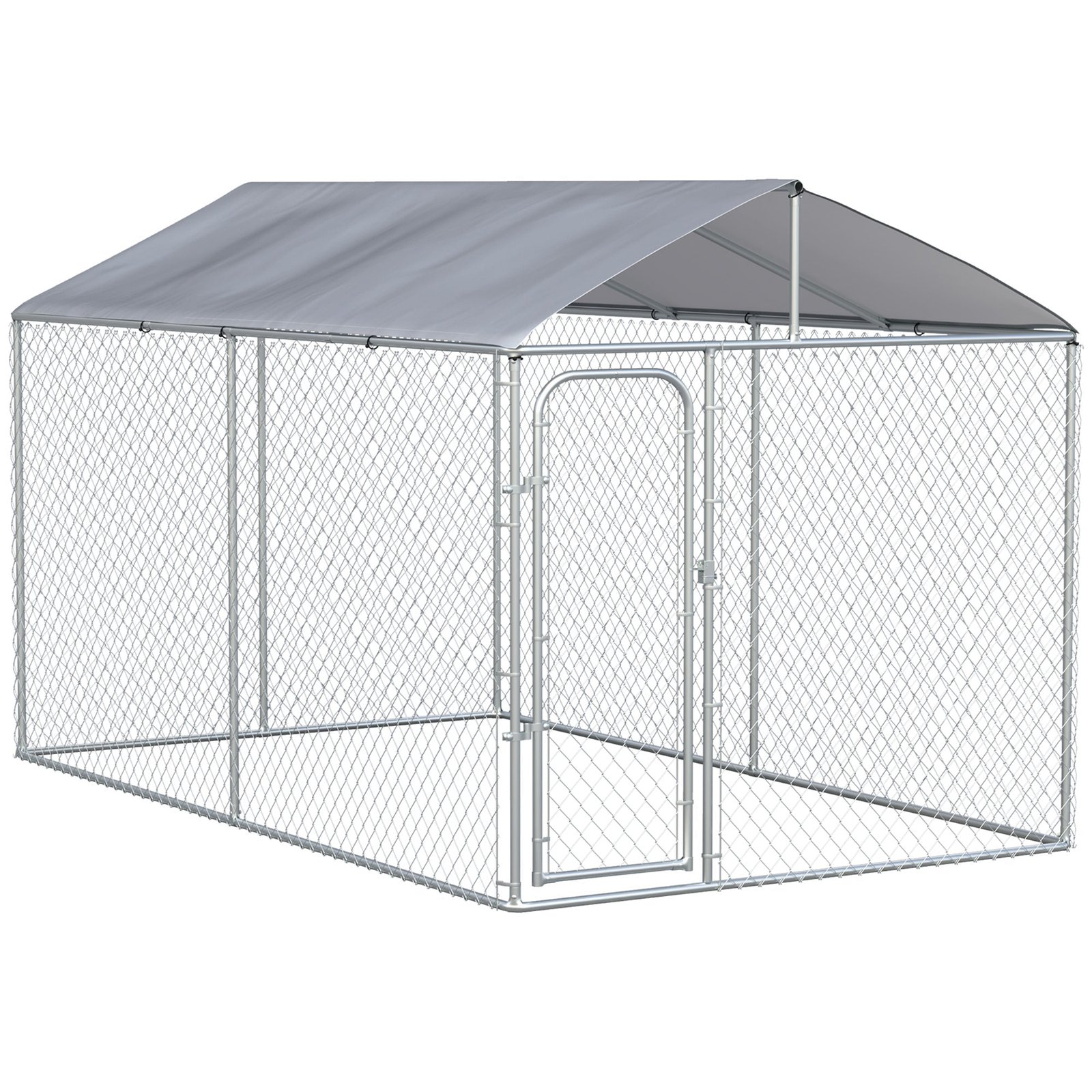 dog-kennel-heavy-duty-playpen-with-galvanized-steel-secure-lock-mesh-sidewalls-and-waterproof-cover-for-backyard-patio-13-x-75-x-75-8458168.jpg Dog Kennel Heavy Duty Playpen with Galvanized Steel Secure Lock Mesh Sidewalls and Waterproof Cover for Backyard & Patio, 13′ x 7.5′ x 7.5′ - Image 1