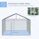 Dog Kennel Outdoor Heavy Duty Playpen with Galvanized Steel Secure Lock Mesh Sidewalls and Waterproof Cover for Backyard & Patio - Image 4