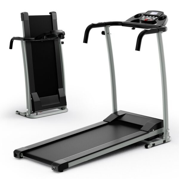 Folding Treadmill, Electric Running Machine with LED Display and Mobile Phone Holder