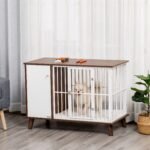 Furniture Style Dog Crate, Pet Cage Kennel End Table, Indoor Decorative Dog House, with Wooden Top, Door, for Small Dogs, Brown - Image 2
