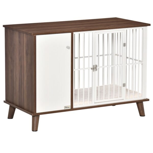 Furniture Style Dog Crate, Pet Cage Kennel End Table, Indoor Decorative Dog House, with Wooden Top, Door, for Small Dogs, Brown