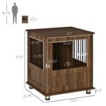 Furniture Style Dog Crate, Wooden & Wire End Table, Small Pet Crate with Magnetic Door Indoor Decorative Dog Kennel Cage, Brown - Image 3