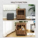 Furniture Style Dog Crate, Wooden & Wire End Table, Small Pet Crate with Magnetic Door Indoor Decorative Dog Kennel Cage, Brown - Image 4