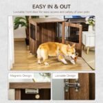 Furniture Style Dog Crate, Wooden & Wire End Table, Small Pet Crate with Magnetic Door Indoor Decorative Dog Kennel Cage, Brown - Image 5
