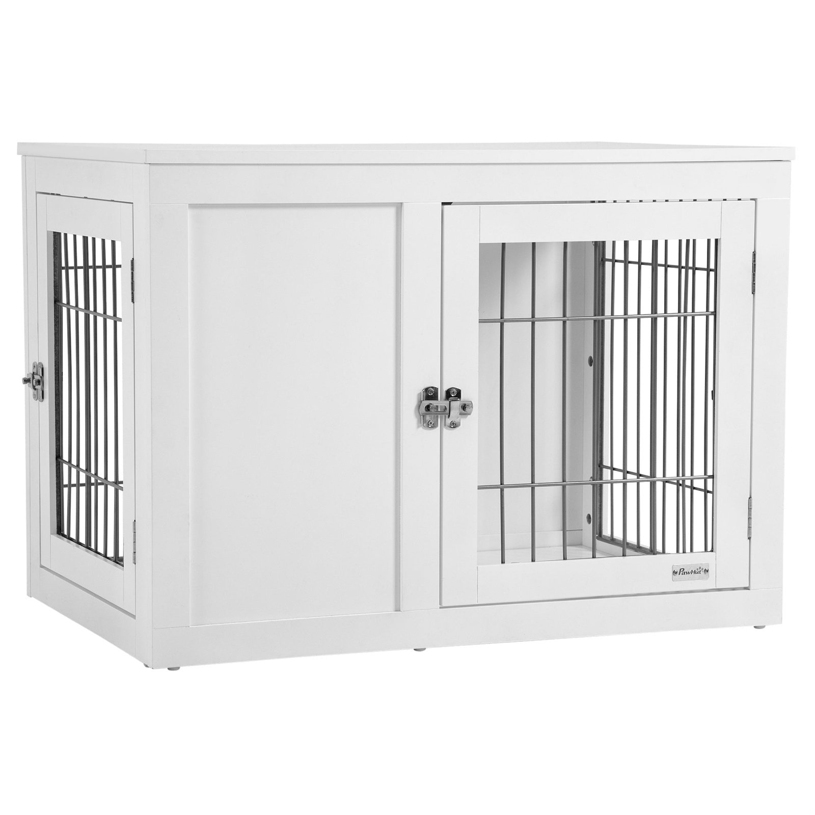 furniture-style-indoor-dog-crate-end-table-pet-cage-kennel-with-double-doors-and-locks-for-small-and-medium-dogs-white-3782640.jpg Furniture Style Indoor Dog Crate, End Table Pet Cage Kennel with Double Doors, and Locks, for Small and Medium Dogs, White - Image 1