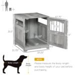 Furniture Stylish Dog Kennel, Wooden & Wire End Table with Cushion & Lockable Door, Miniature Size Pet Crate Indoor Puppy Cage, Grey - Image 3