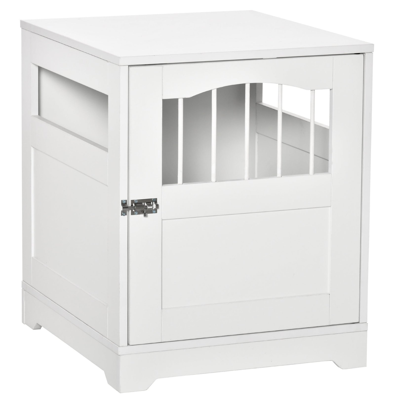 furniture-stylish-dog-kennel-wooden-wire-end-table-with-cushion-lockable-door-miniature-size-pet-crate-indoor-puppy-cage-white-1778481.jpg Furniture Stylish Dog Kennel, Wooden & Wire End Table with Cushion & Lockable Door, Miniature Size Pet Crate Indoor Puppy Cage, White - Image 1