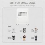 Furniture Stylish Dog Kennel, Wooden & Wire End Table with Cushion & Lockable Door, Miniature Size Pet Crate Indoor Puppy Cage, White - Image 4