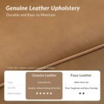 Gerardo Genuine Leather Sofa – Camel Rolled Arm Nailhead Sofa - Image 5