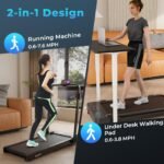 Goplus 2 in 1 Folding Treadmill, 300 LBS Capacity Walking Pad with Handle Bar, Under Desk Treadmill with Remote & APP Control - Image 2