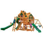 Gorilla Playsets Empire Extreme Wooden Swing Set with Monkey Bars, Clatter Bridge, and 3 Slides