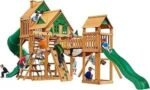 Gorilla Playsets Pioneer Peak Treehouse Wooden Swing Set with Clatter Bridge & Tire Swing - Image 4