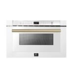 FORNO Espresso Capoliveri 24″ 1.2 cu. ft. Built-In Microwave Drawer in White with Antique Brass Handles, FMWDR3000-24WHT