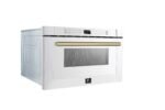 FORNO Espresso Capoliveri 24″ 1.2 cu. ft. Built-In Microwave Drawer in White with Antique Brass Handles, FMWDR3000-24WHT - Image 3