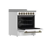 FORNO Espresso Paolo 30″ 4.38 cu. ft. Freestanding Electric Range in White with Antique Brass Handles, FFSEL6011-30WHT - Image 5