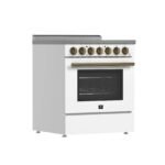 FORNO Espresso Paolo 30″ 4.38 cu. ft. Freestanding Electric Range in White with Antique Brass Handles, FFSEL6011-30WHT - Image 3