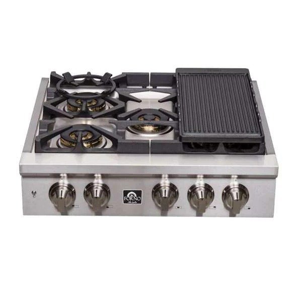 imageye___-_imgi_245_FCTGS5751-30-Forno-Spezia-Alta-Qualita-30-Pro-Style-Gas-Rangetop-front-view-1024x1024-1.jpg FORNO Spezia 30″ Gas Rangetop with 5 Sealed Burners in Stainless Steel, FCTGS5751-30 - Image 1