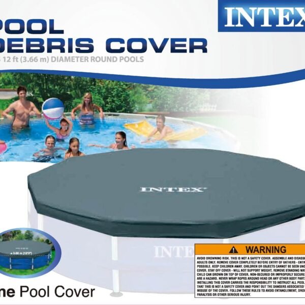 Intex 12-Foot Round Metal Frame Above Ground Swimming Pool Debris Cover