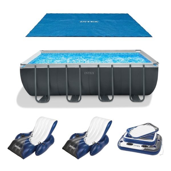 INTEX 18′ x 9′ x 53″ Ultra XTR Frame Pool, Cover, Cooler, and Float (2 Pack)