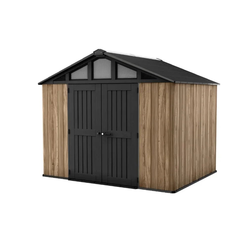 keter-stronghold-108-resin-storage-shed-oak-brown-7366306.jpg Keter Stronghold 10×8 Resin Storage Shed Oak Brown - Image 1