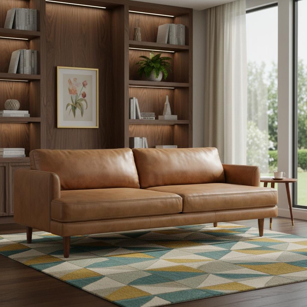 lennox-leather-sofa-brown-4484884.jpg Lennox Leather Sofa – Brown - Image 1