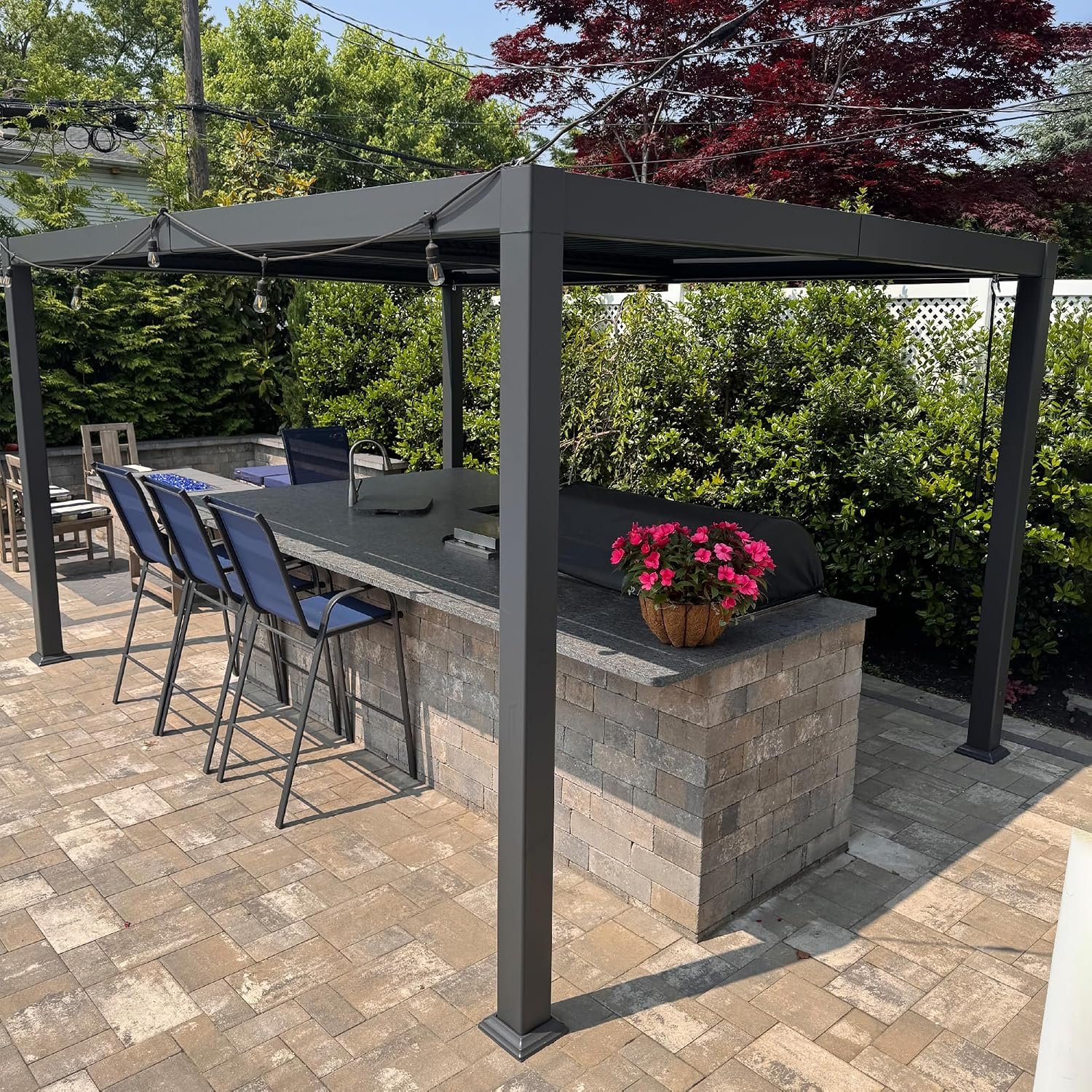 louvered-pergola-10-x-14-aluminum-pergola-windependent-roof-70-mph-for-stability-reinforced-beams-add-strength-hidden-drainage-keeps-dry-independent-louvers-cus-3296155.jpg Louvered Pergola 10′ x 14′ Aluminum Pergola w/Independent Roof | 70 mph for stability, Reinforced beams add strength, Hidden drainage keeps dry, Independent louvers customize shade - Image 1
