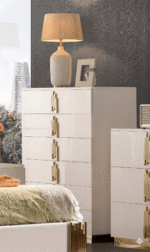 McFerran Home Furnishing B2001 Modern White & Gold Frame Bedroom Set - Image 5