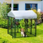 Medium-sized Outdoor Dog Kennel Galvanized Steel Fence with UV-Resistant Oxford Cloth Roof & Secure Lock 47.25″ x 47.25″ x 54.25″ - Image 2