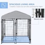 Medium-sized Outdoor Dog Kennel Galvanized Steel Fence with UV-Resistant Oxford Cloth Roof & Secure Lock 47.25″ x 47.25″ x 54.25″ - Image 4