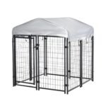 Medium-sized Outdoor Dog Kennel Galvanized Steel Fence with UV-Resistant Oxford Cloth Roof & Secure Lock 47.25″ x 47.25″ x 54.25″