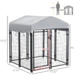 Medium-sized Outdoor Dog Kennel Galvanized Steel Fence with UV-Resistant Oxford Cloth Roof & Secure Lock 47.25″ x 47.25″ x 54.25″ - Image 3