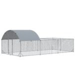 Metal Chicken Coop, Walkin Chicken Runs, Duck Rabbit Enclosure Pen, Outdoor Poultry Cage with Waterproof and Anti-UV Cover for Backyard, Farm, (1″ Diameter, 18.7’L x 9.2’W x 6.4’H)