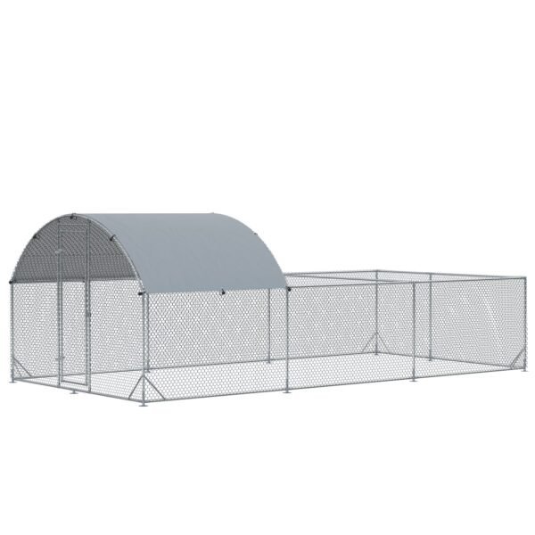 Metal Chicken Coop, Walkin Chicken Runs, Duck Rabbit Enclosure Pen, Outdoor Poultry Cage with Waterproof and Anti-UV Cover for Backyard, Farm, (1″ Diameter, 18.7’L x 9.2’W x 6.4’H)