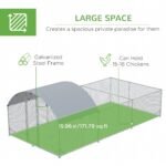 Metal Chicken Coop, Walkin Chicken Runs, Duck Rabbit Enclosure Pen, Outdoor Poultry Cage with Waterproof and Anti-UV Cover for Backyard, Farm, (1″ Diameter, 18.7’L x 9.2’W x 6.4’H) - Image 5