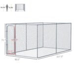 Outdoor Dog Kennel Galvanized Chain Link Fence Heavy Duty Pet Run House Chicken Coop with Secure Lock Mesh Sidewalls for Backyard, Silver - Image 3