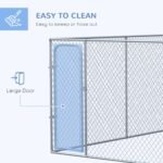 Outdoor Dog Kennel Galvanized Chain Link Fence Heavy Duty Pet Run House Chicken Coop with Secure Lock Mesh Sidewalls for Backyard, Silver - Image 5