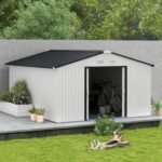Outsunny Outdoor Storage Shed White 11’×13′ Galvanized Steel - Image 3